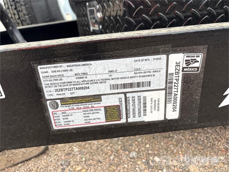 Industrias America 227T 10410 lb 19 ft T/A Tilt Deck Trailer (Unused) Low loaders