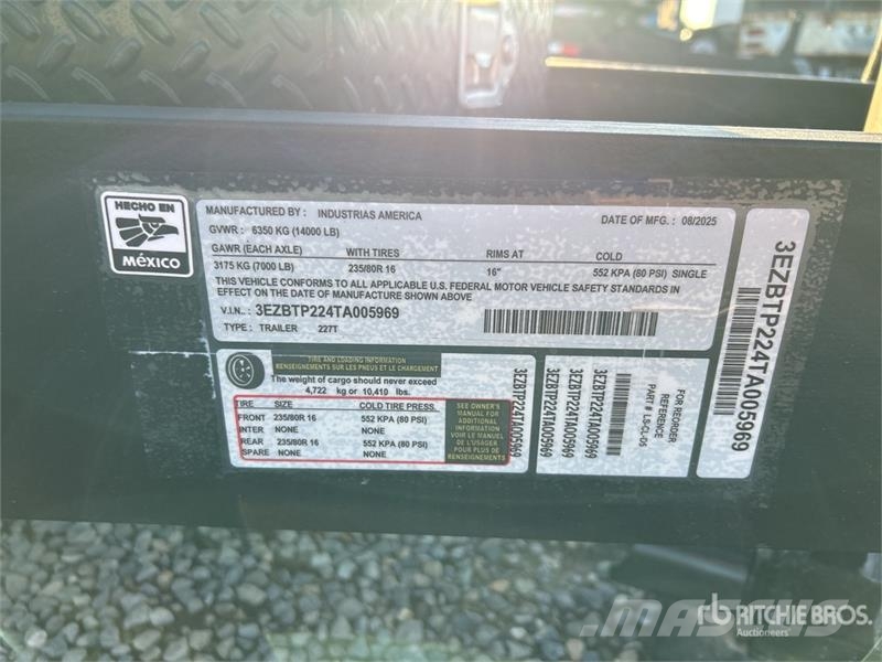 Industrias America 227T 22 ft T/A Tilt Deck Trailer Lavetit