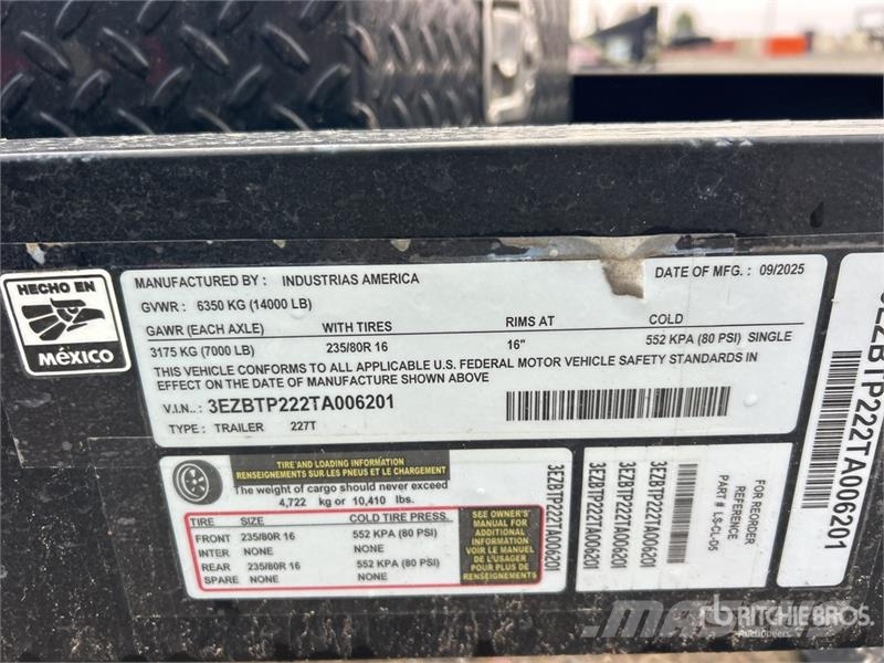 Industrias America 227T 22 ft T/A Tilt Deck Trailer Low loaders
