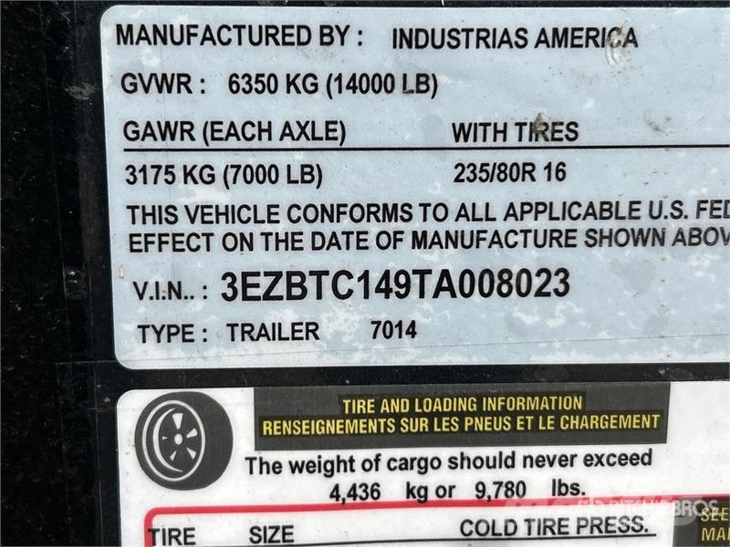 Industrias America 7014 14 ft T/A Dump Utility Trailer (Unused) Billenő pótkocsik