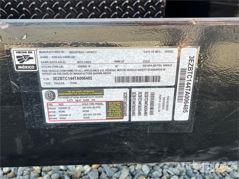 Industrias America 7014R T/A Dump Utility Trailer (Unused) Tipper trailers