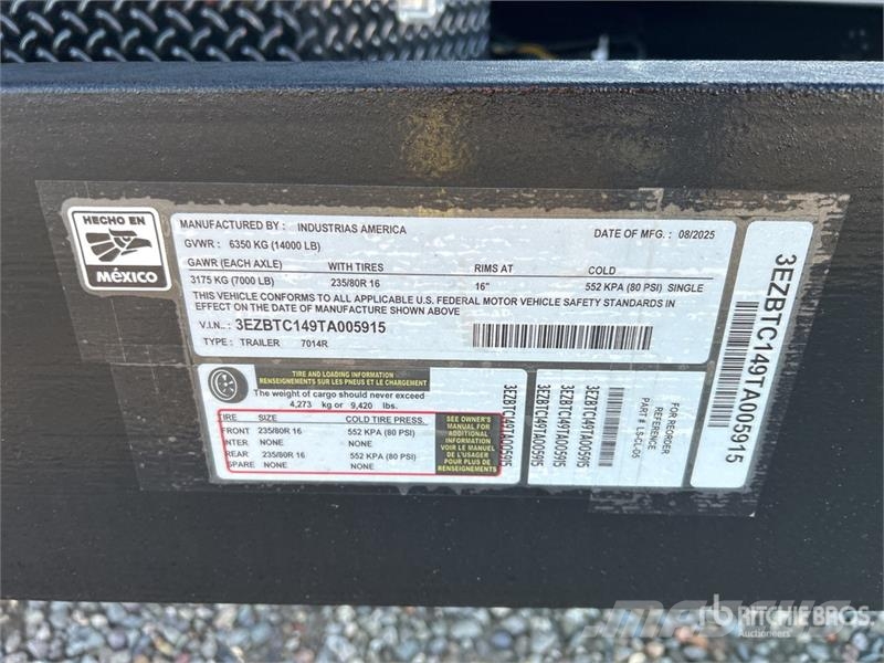 Industrias America 7014R 14 ft T/A Dump Utility Trailer مقطورات قلابة