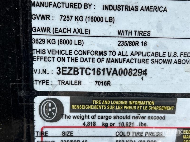 Industrias America 7016R 16 ft T/A Dump Utility Trailer (Unused) Billenő pótkocsik