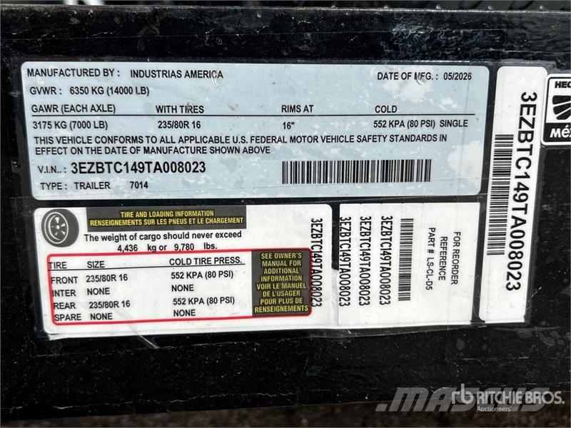 Industrias America 7014 14 ft T/A Dump Utility Trailer (Unused) Billenő pótkocsik