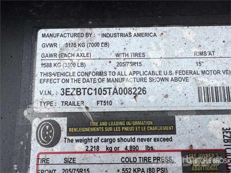 Industrias America FT510 10 ft T/A Dump Utility Trailer (Unused) Самоскиди