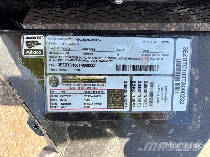 Industrias America FT510 10 ft T/A Dump Utility Trailer Tipper trailers