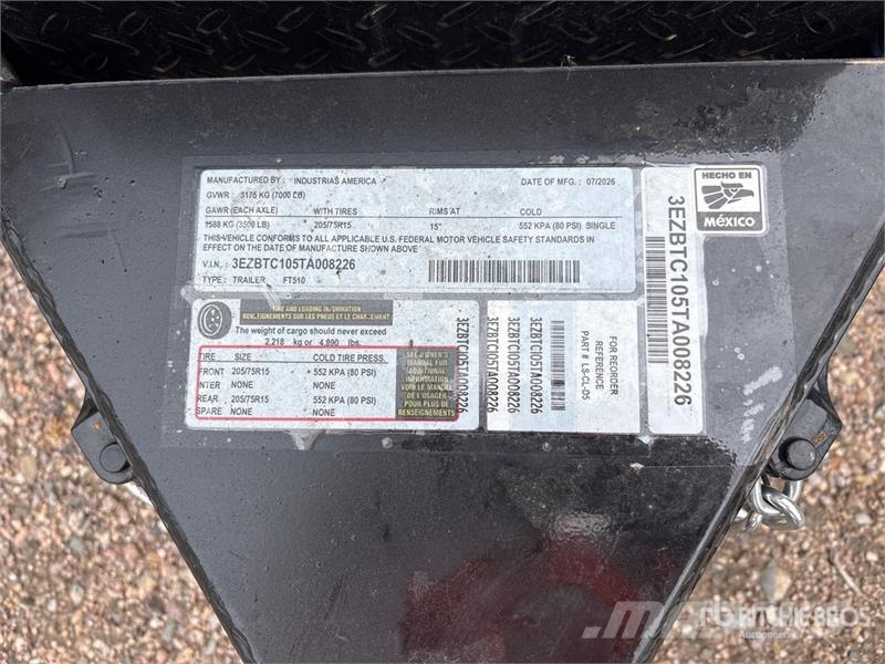 Industrias America FT510 10 ft T/A Dump Utility Trailer (Unused) Самоскиди