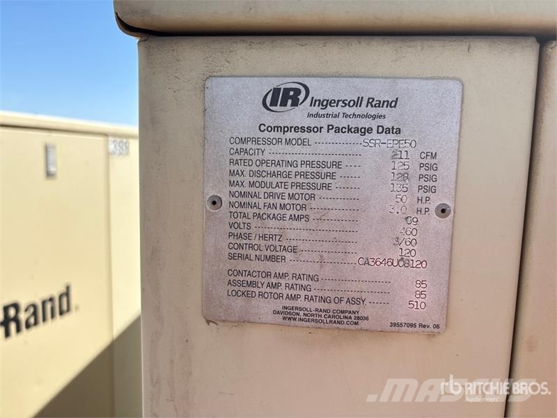 Ingersoll Rand SSR-EPE50 211 cfm Skid-Mounted Air Compressor Compressors