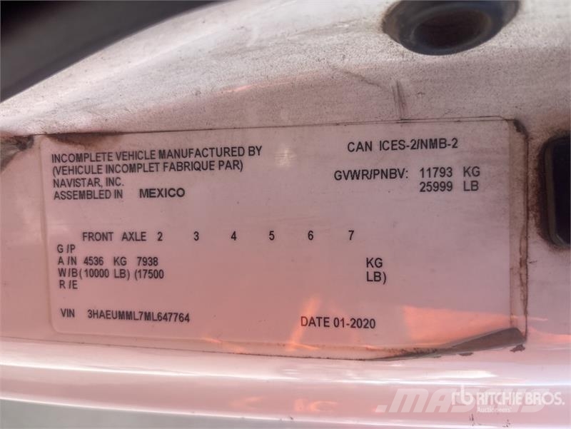 International MV607 4x2 Van Truck Camion cassonati