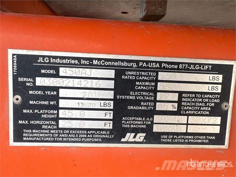 JLG 450AJ 4WD Diesel Articulating Boom Lift رافعات سلة مفصلية