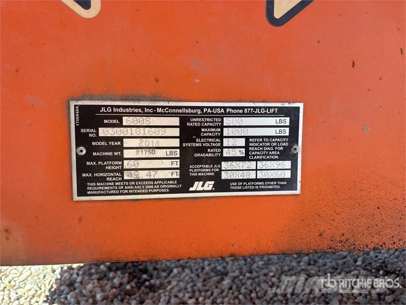 JLG 600S 2WD Diesel Telescopic Boom Lift Nacelles télescopiques