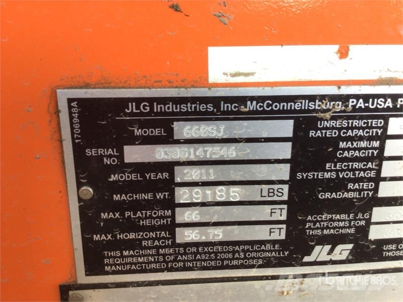 JLG 660SJ Telescopic Boom Lift Teleskopske podizne platforme