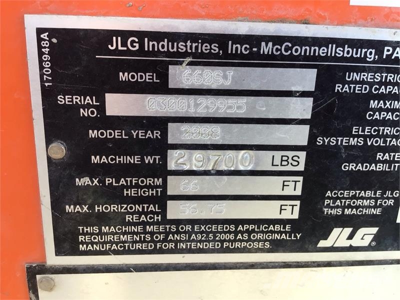 JLG 660SJ Telescopic Boom Lift Teleszkópos emelők
