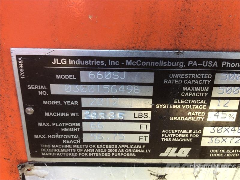 JLG 660SJ Telescopic Boom Lift Teleszkópos emelők