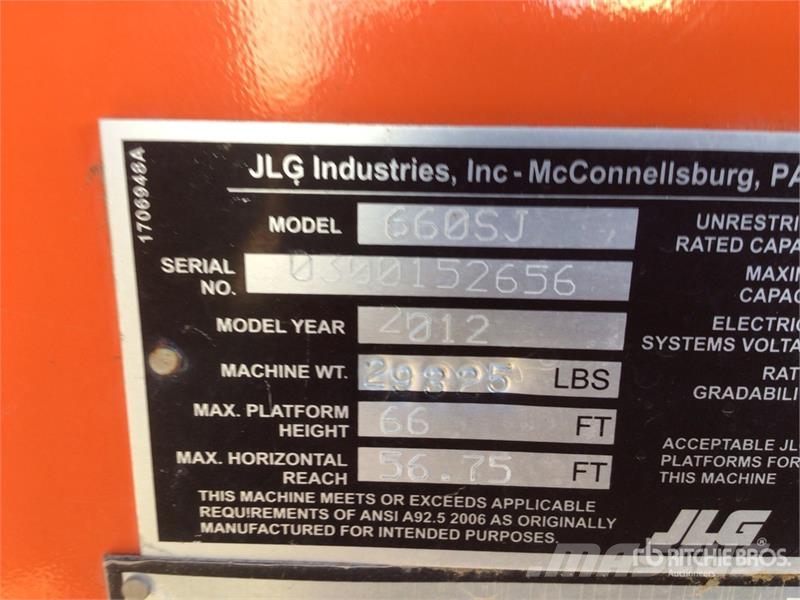 JLG 660SJ Telescopic Boom Lift Teleskopske podizne platforme
