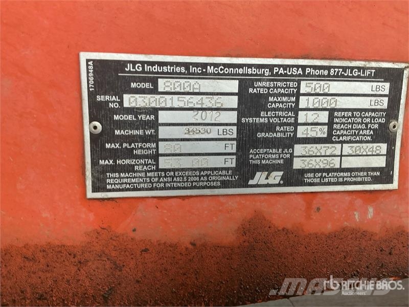 JLG 800A Articulating Boom Lift Zglobne dvižne ploščadi