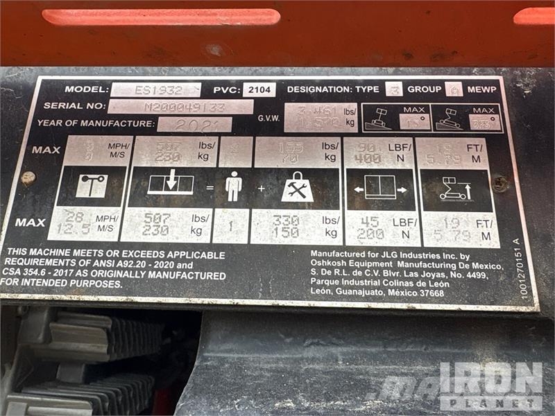 JLG ES1932 Electric Scissor Lift Šķerveida pacēlāji