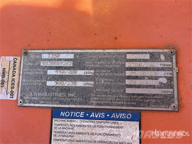 JLG T-350 Towable Lift (Inoperable) Plataformas remolcables