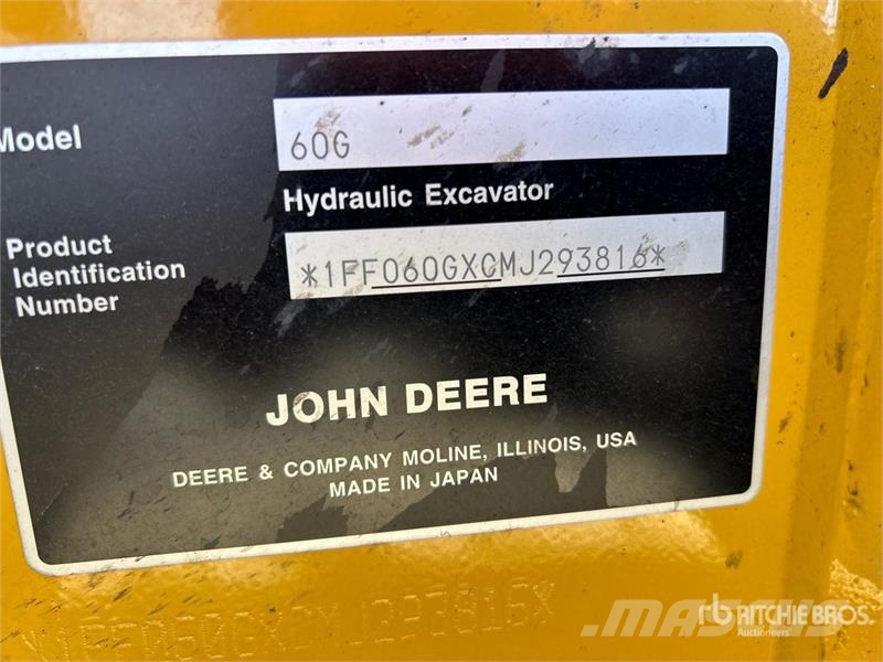 John Deere 60G 大型油圧ショベル12t以上(パワーショベル・ユンボ)
