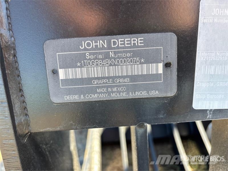 John Deere GR84B 84 in Skeleton Skid Steer Grapple Bucket Gripar