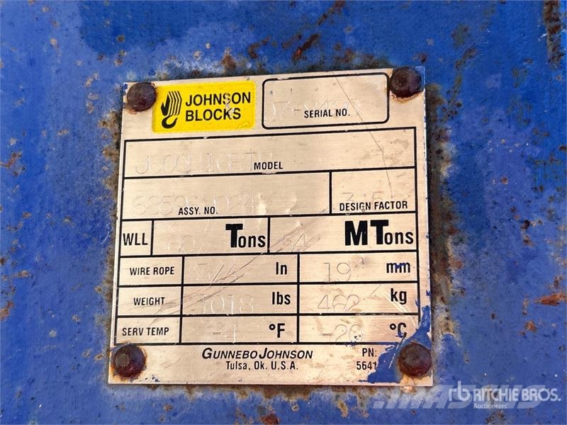 Johnson J600N16RTR 60 ton 5 Sheave Hook Block Diely a zariadenia žeriavov