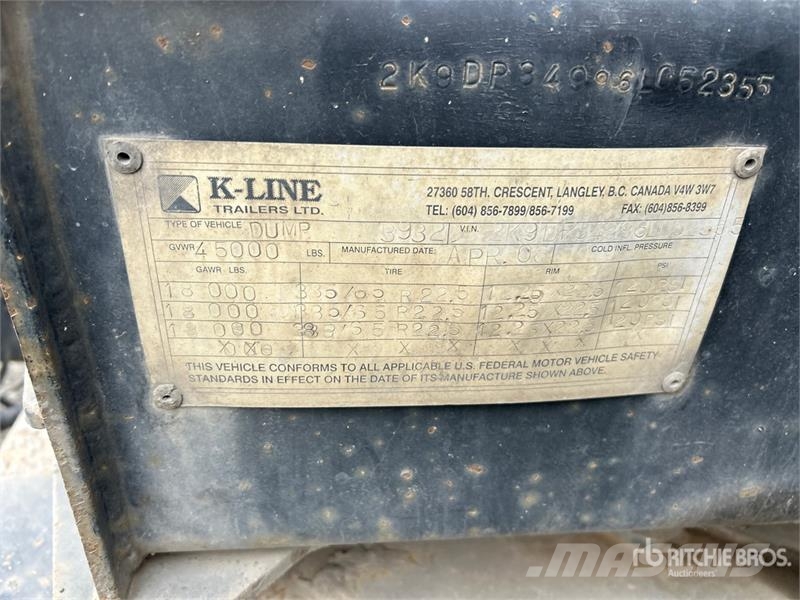 K-Line 15 ft 6 in Tri/A Turntable Pup Dump Trailer Kiperi prikolice