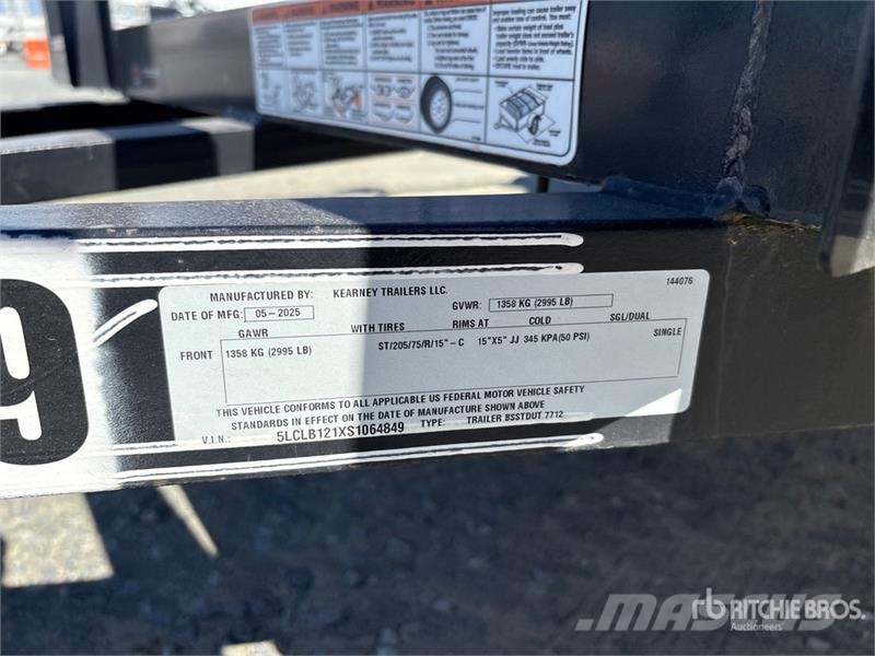 Kearney BSSTDUT7712 12 ft S/A Utility Trailer Andre anhængere