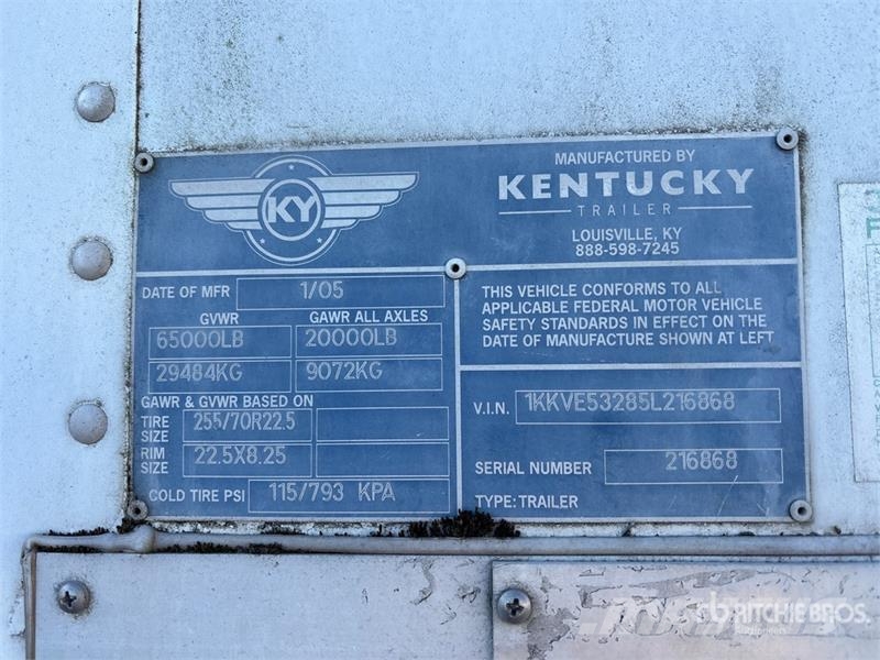 Kentucky 53 ft x 102 in T/A Van Trailer Furgons