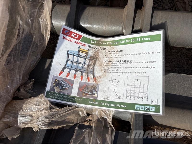 KJ AMK36 65 in Excavator Rake - Fits Cat 336 / 30 - 3 Vändare och luftare