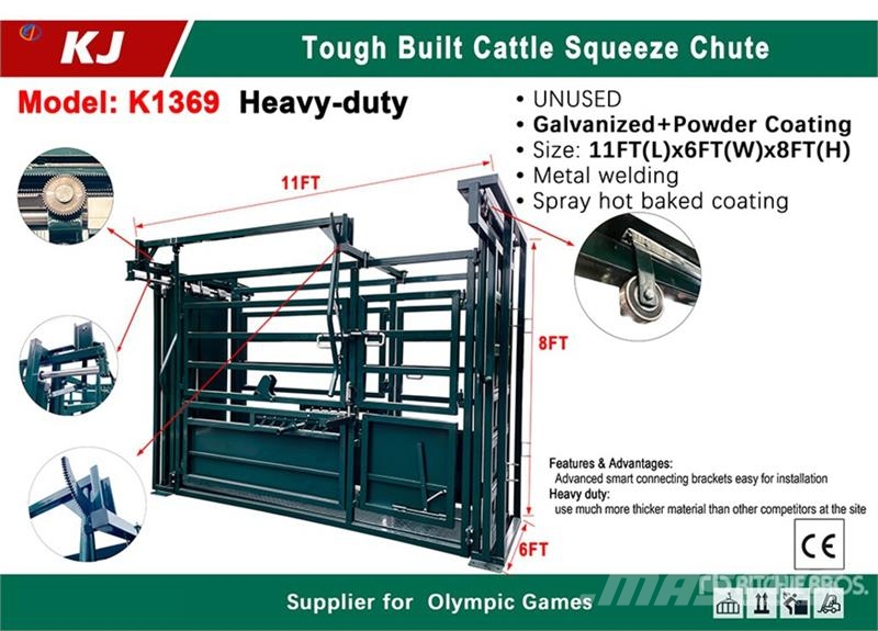KJ K1369 11 ft x 6 ft Tough Built Cattle Squeeze Chut Other livestock machinery and accessories