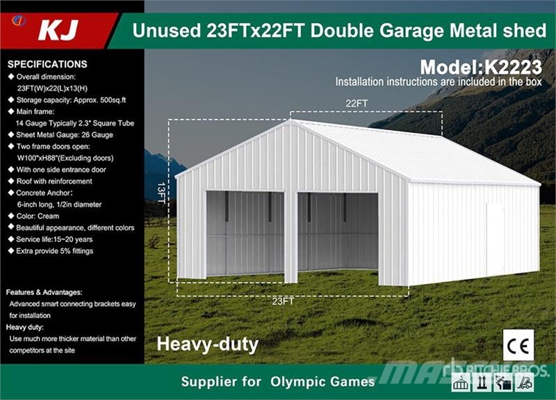 KJ K2223 22 ft x 23 ft Metal Garage Storage Building Čelični okviri za građevine