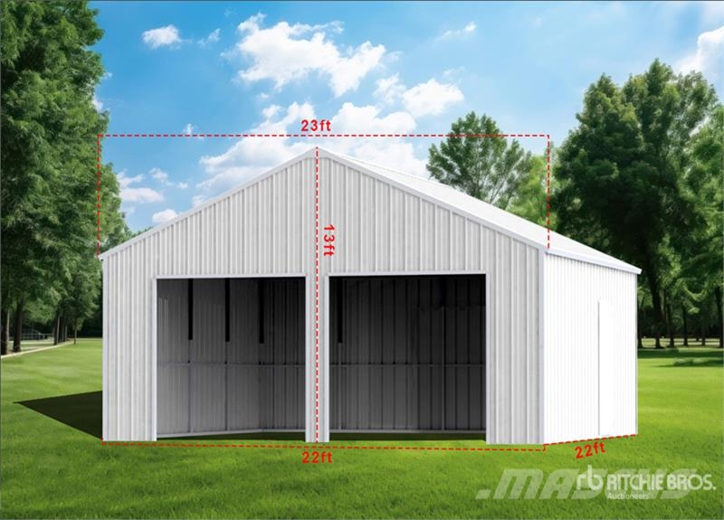 KJ K2223 23 ft x 22 ft Double Garage Metal Storage Bu Steel frame buildings