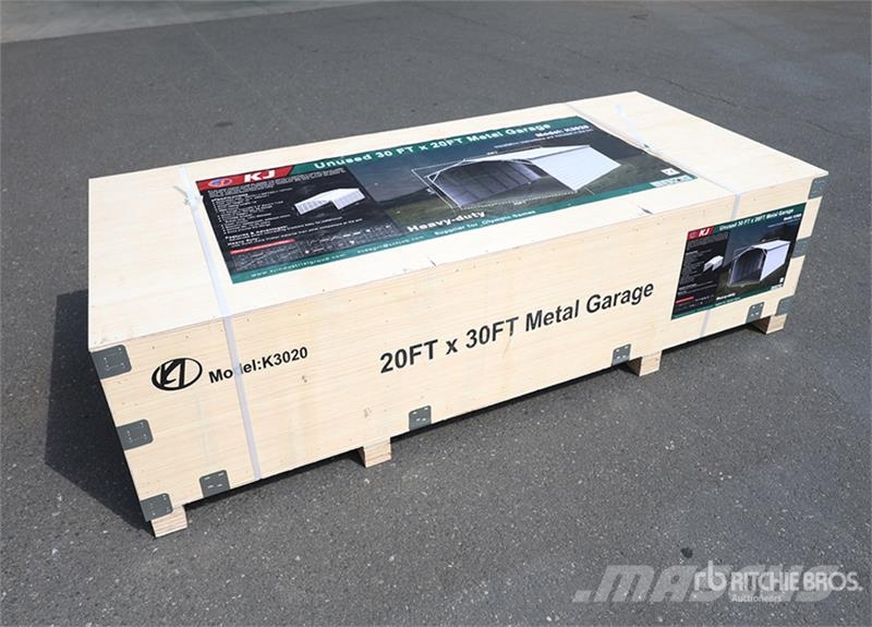 KJ K3020 20 ft x 30 ft Enclosed Carport (Unused) Steel frame buildings