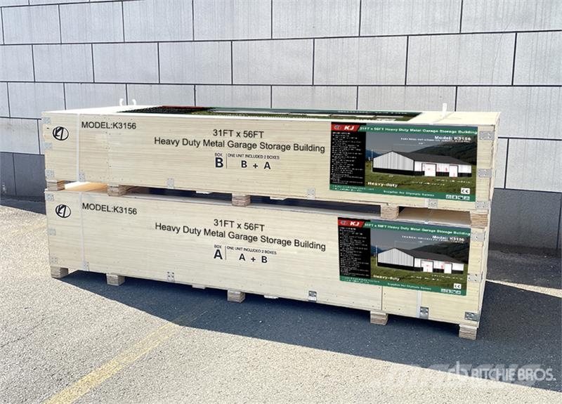 KJ K3156 31 ft x 56 ft Heavy Duty Metal Garage Storag Steel frame buildings