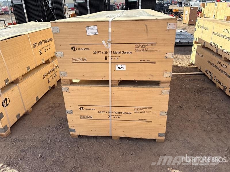 KJ K3939 39 ft x 39 ft Metal Garage (Unused) ホイスト、ウインチ、エレベーター