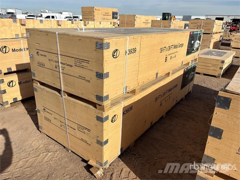 KJ K3939 39 ft x 39 ft Metal Garage (Unused) ホイスト、ウインチ、エレベーター