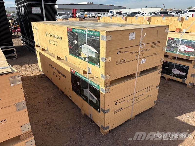 KJ K3939 39 ft x 39 ft Metal Garage (Unused) ホイスト、ウインチ、エレベーター