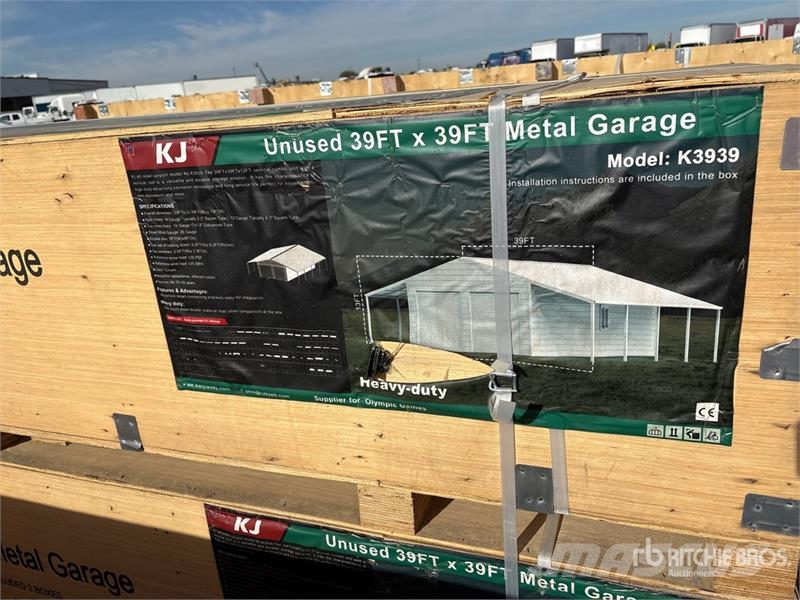 KJ K3939 39 ft x 39 ft Metal Garage (Unused) ホイスト、ウインチ、エレベーター