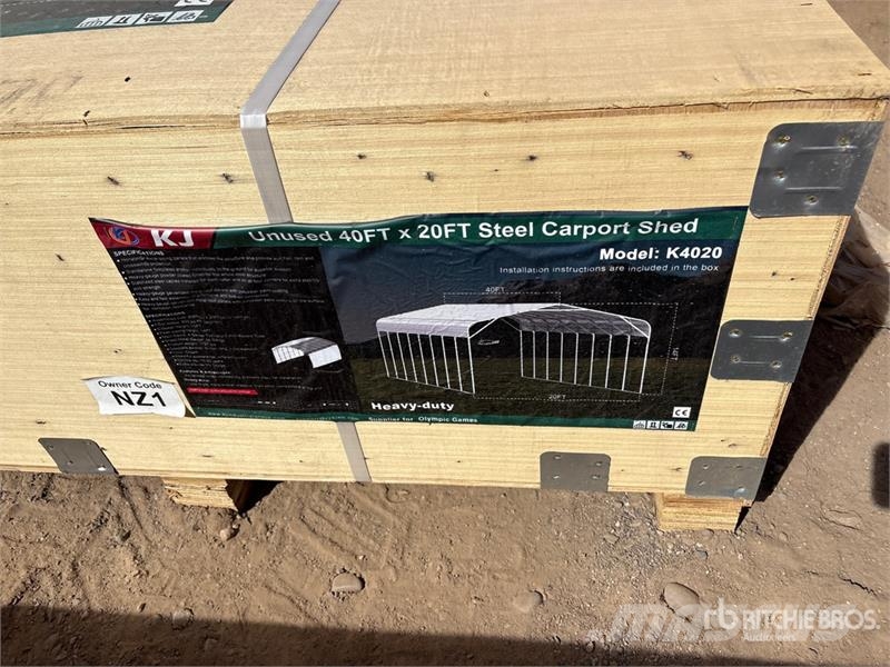 KJ K4020 20 ft x 40 ft Steel Carport Shed (Unused) Stahlrahmenaufbauten