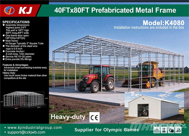 KJ K4080 80 ft x 40 ft Prefabricated Metal Frame Stor Druge prikolice