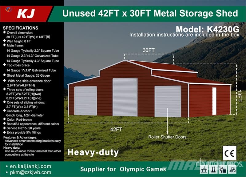 KJ K4230G 42 ft x 30 ft Triple Garage Metal Storage S Čelični okviri za građevine