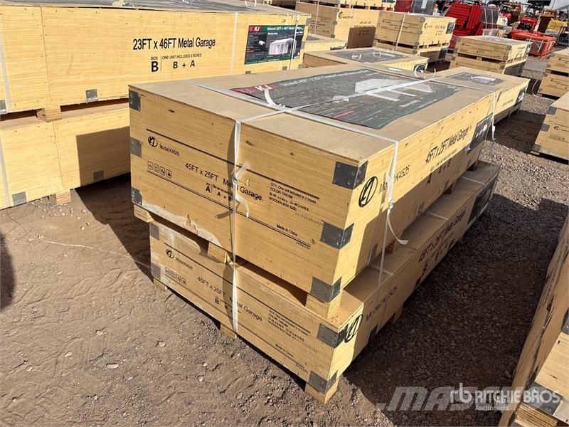 KJ K4525 45 ft x 25 ft Metal Garage (Unused) ホイスト、ウインチ、エレベーター