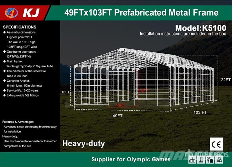 KJ K5100 49 ft x 103 ft Prefabricated Metal Frame Sto Čelični okviri za građevine