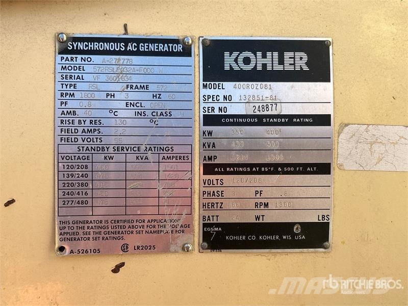 Kohler 400 kW Skid-Mounted Generator Set Дизелови генератори