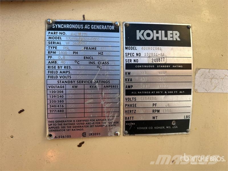 Kohler 400 kW Skid-Mounted Generator Set Дизелови генератори
