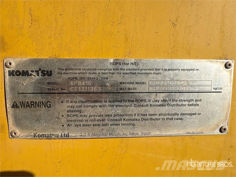Komatsu PC228USLC-8 Tracked Excavator Lánctalpas kotrók