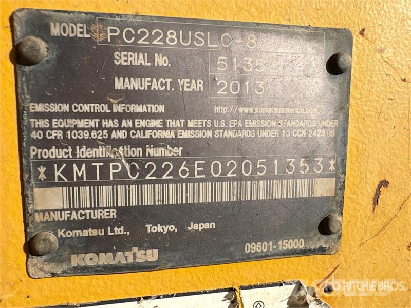 Komatsu PC228USLC-8 Tracked Excavator Lánctalpas kotrók