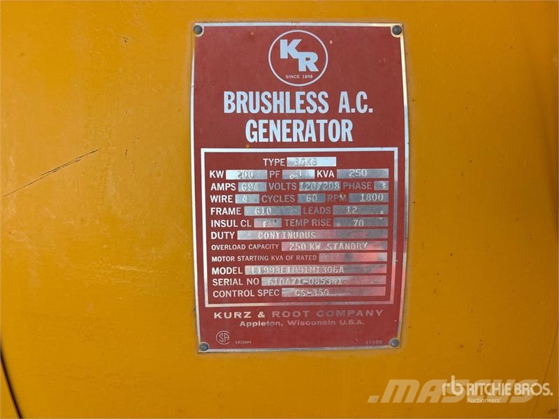 KR KG-250 200 kW Skid-Mounted Generator Set Dieselgeneratorer
