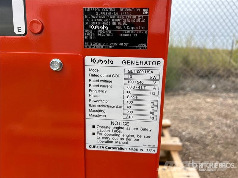 Kubota GL11000-USA 11 kW Generator Set Dizelski agregati