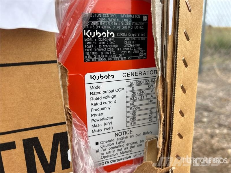 Kubota GL11000TM 11 kW Generator Set (Unused) Dizelski agregati